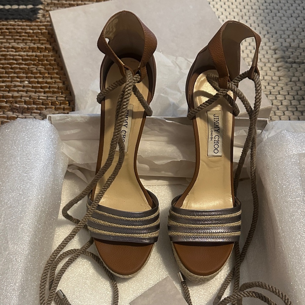 Jimmy Choo Metallic Nappa/Soft Nappa MAYJE 130mm Strappy Sandals